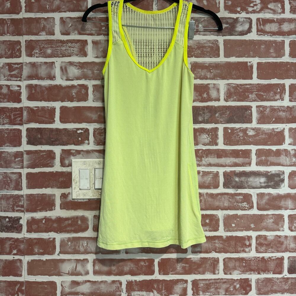Lululemon Run Tie and Fly Tank Ray Neon Yellow Mesh Size 4 Athletic Top